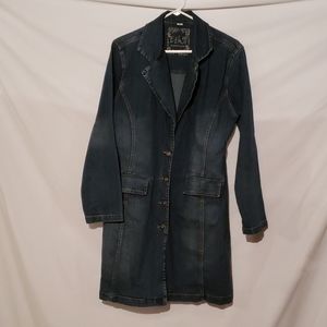 Long denim stretchy duster jacket